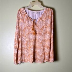 Chico's Orange and White Long Sleeve Top
